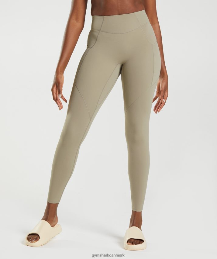 Kvinder Gymshark whitney hverdagslommeleggings N4ZDDN331 cement brun