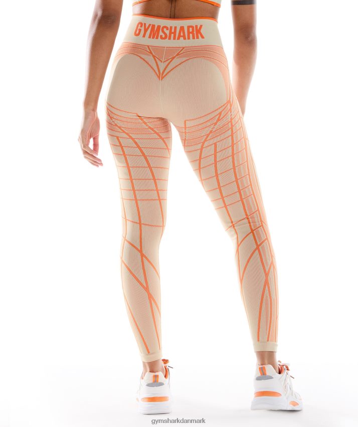 Kvinder Gymshark wtflex lineære sømløse leggings N4ZDDN324 småsten grå/orange/kokos hvid