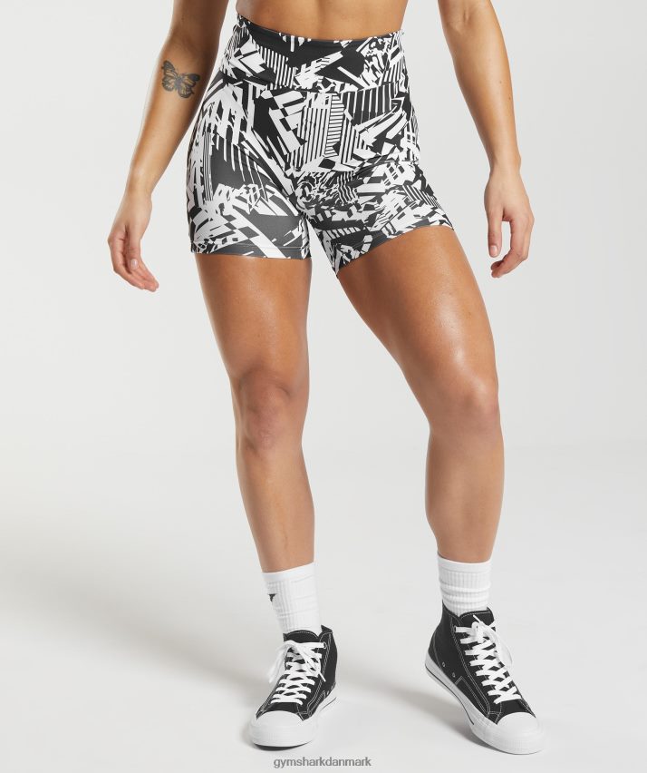 Kvinder Gymshark gs power originale stramme shorts N4ZDDN92 sort print