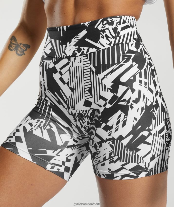 Kvinder Gymshark gs power originale stramme shorts N4ZDDN92 sort print