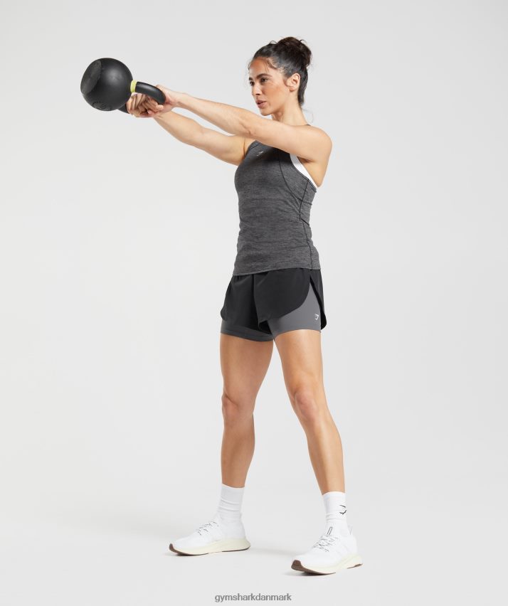 Kvinder Gymshark løber 2 i 1 shorts N4ZDDN40 sort/silhouette grå