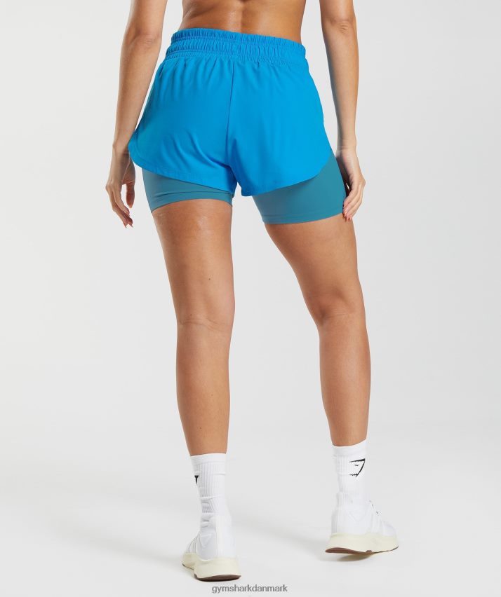 Kvinder Gymshark løber 2 i 1 shorts N4ZDDN42 elektrisk blå/lunablå