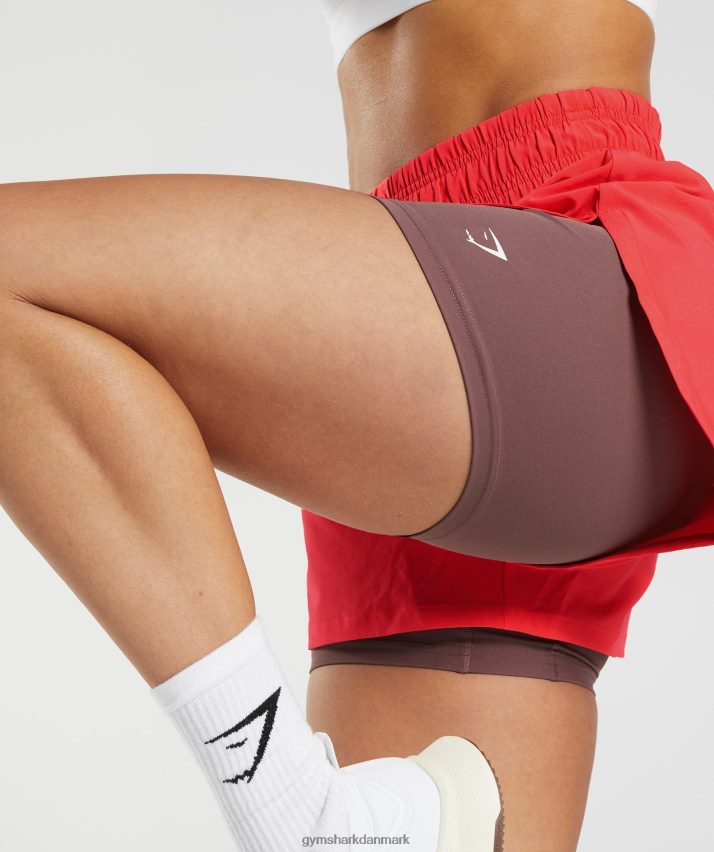Kvinder Gymshark løber 2 i 1 shorts N4ZDDN51 fluo fed pink/magenta brun
