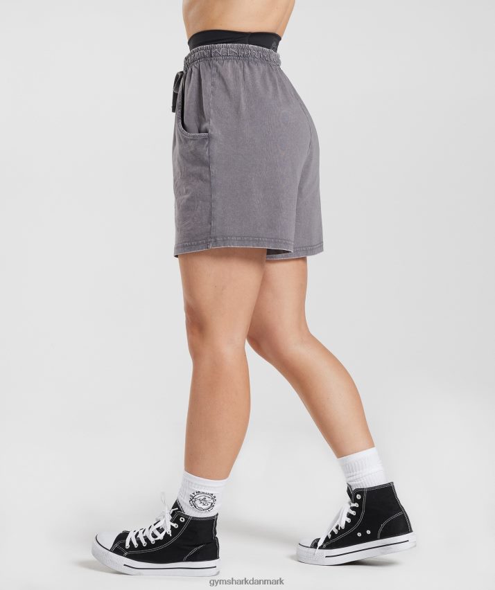 Kvinder Gymshark ældre løse shorts N4ZDDN107 titanium grå/syre vask