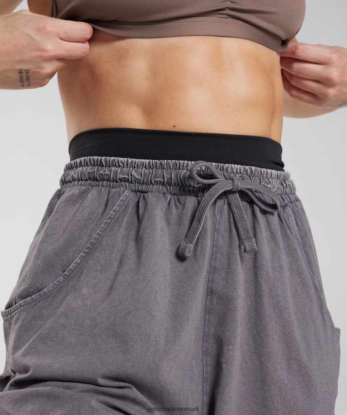 Kvinder Gymshark ældre løse shorts N4ZDDN107 titanium grå/syre vask