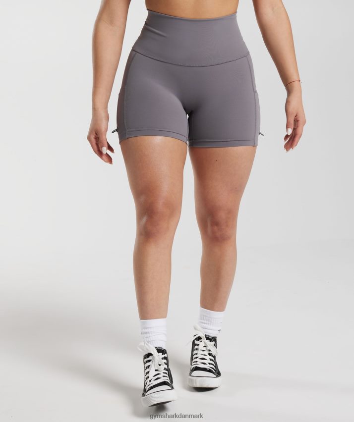 Kvinder Gymshark ældre stramme shorts med ruched N4ZDDN108 titanium grå