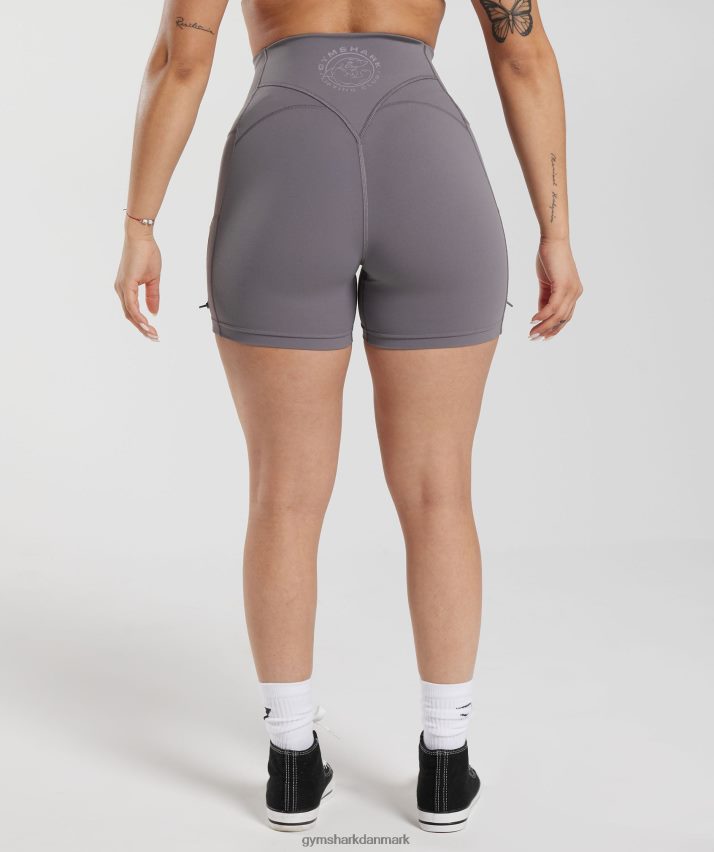 Kvinder Gymshark ældre stramme shorts med ruched N4ZDDN108 titanium grå