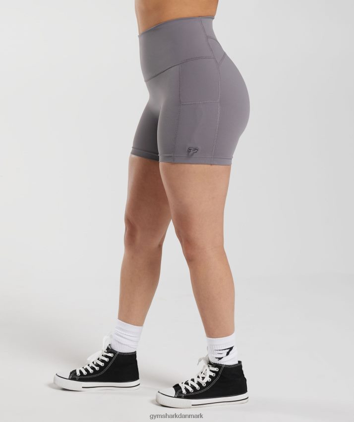 Kvinder Gymshark ældre stramme shorts med ruched N4ZDDN108 titanium grå