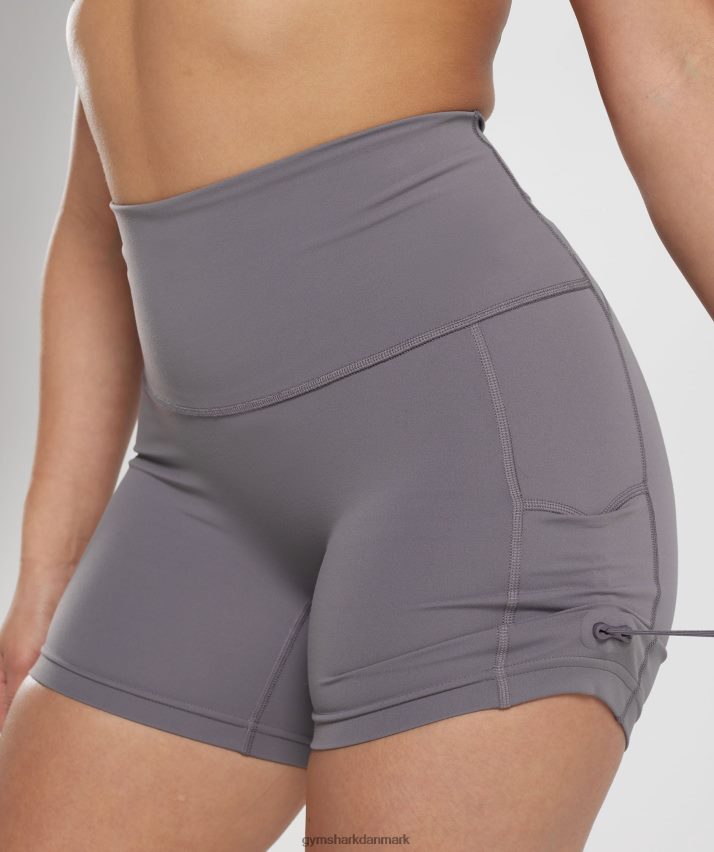 Kvinder Gymshark ældre stramme shorts med ruched N4ZDDN108 titanium grå