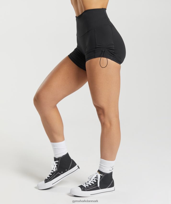 Kvinder Gymshark ældre stramme shorts med ruched N4ZDDN12 sort