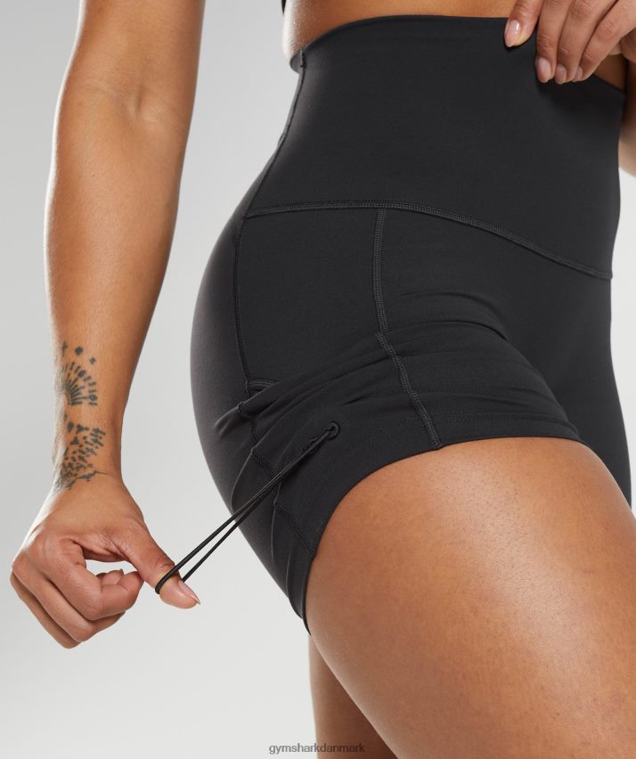 Kvinder Gymshark ældre stramme shorts med ruched N4ZDDN12 sort