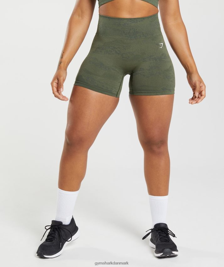 Kvinder Gymshark tilpasse camo sømløse shorts N4ZDDN14 mos oliven/kerneoliven