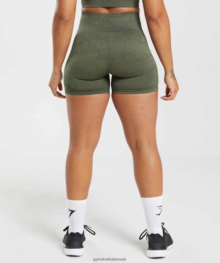 Kvinder Gymshark tilpasse camo sømløse shorts N4ZDDN14 mos oliven/kerneoliven