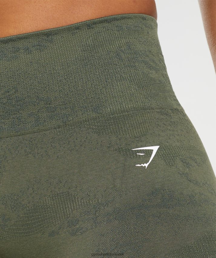 Kvinder Gymshark tilpasse camo sømløse shorts N4ZDDN14 mos oliven/kerneoliven