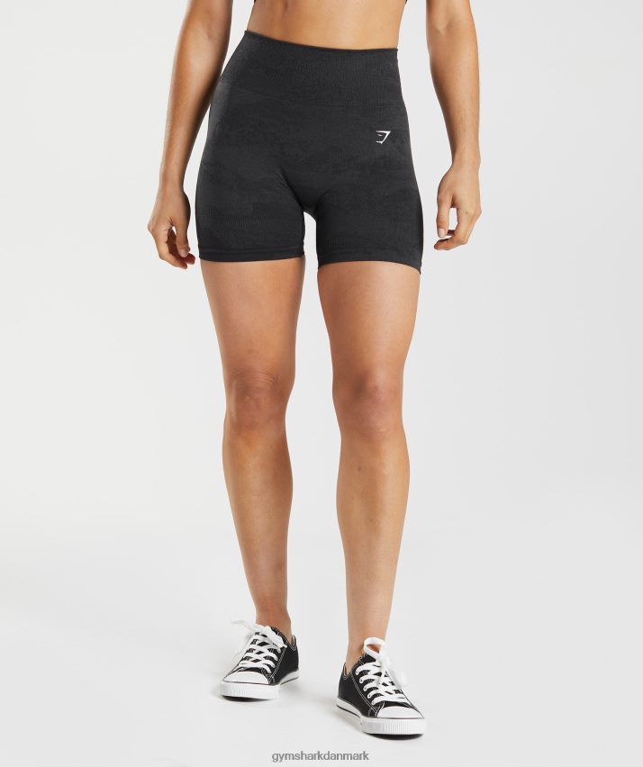 Kvinder Gymshark tilpasse camo sømløse shorts N4ZDDN4 lava | sort/onyx grå