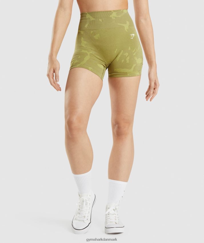 Kvinder Gymshark tilpasse camo sømløse shorts N4ZDDN78 savanne | griffin grøn