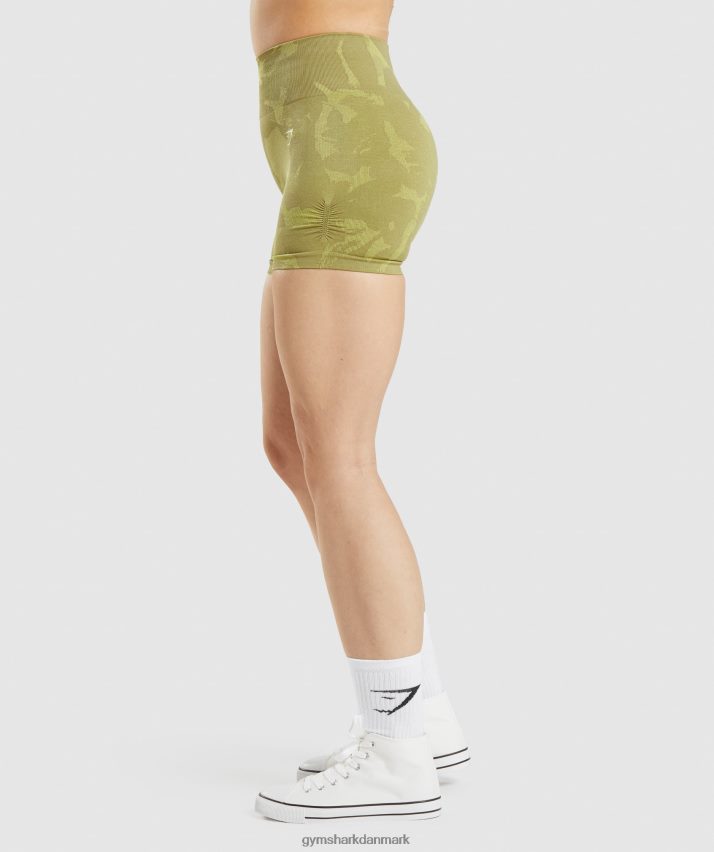 Kvinder Gymshark tilpasse camo sømløse shorts N4ZDDN78 savanne | griffin grøn