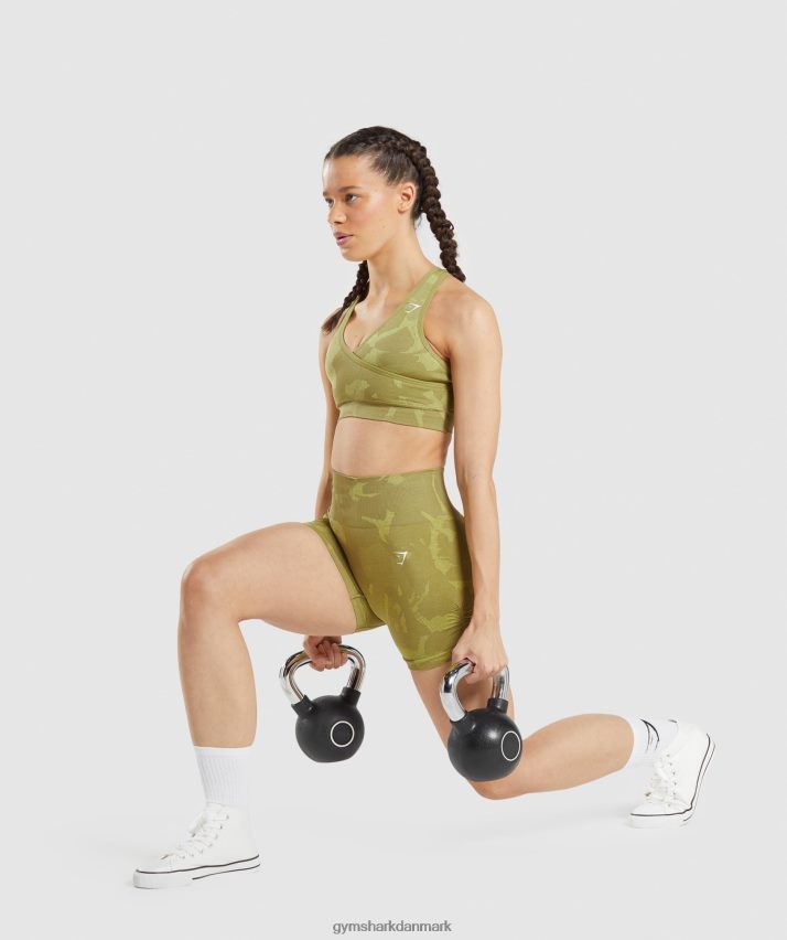 Kvinder Gymshark tilpasse camo sømløse shorts N4ZDDN78 savanne | griffin grøn