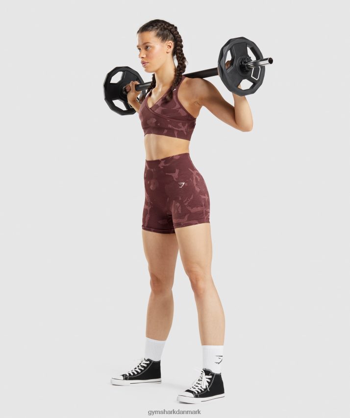 Kvinder Gymshark tilpasse camo sømløse shorts N4ZDDN91 savanne | kirsebær brun
