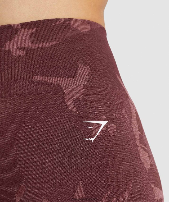 Kvinder Gymshark tilpasse camo sømløse shorts N4ZDDN91 savanne | kirsebær brun
