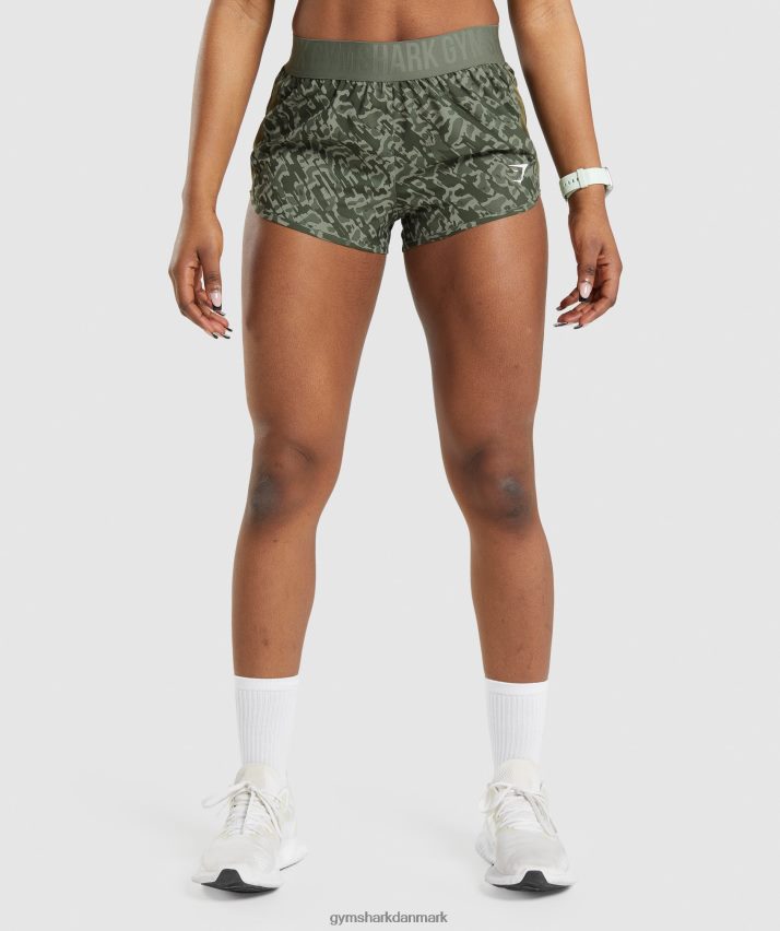 Kvinder Gymshark træningsshorts med løs pasform N4ZDDN77 grønt print