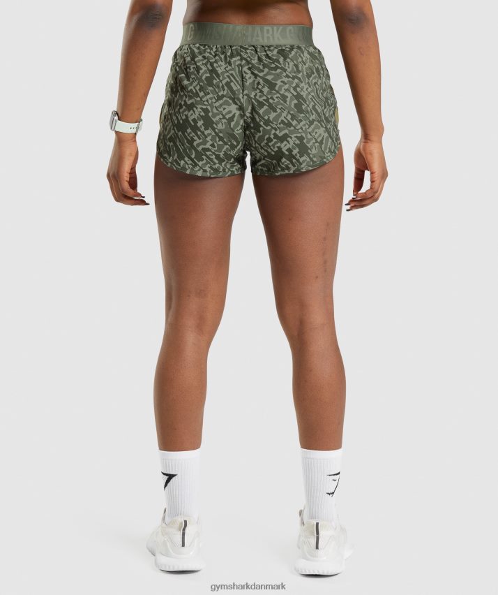 Kvinder Gymshark træningsshorts med løs pasform N4ZDDN77 grønt print