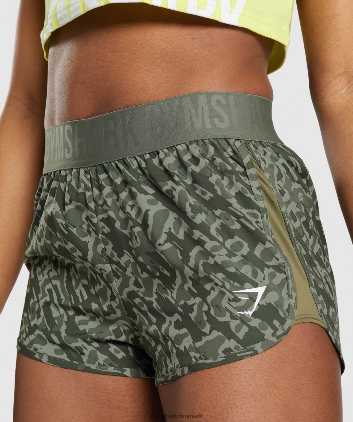 Kvinder Gymshark træningsshorts med løs pasform N4ZDDN77 grønt print
