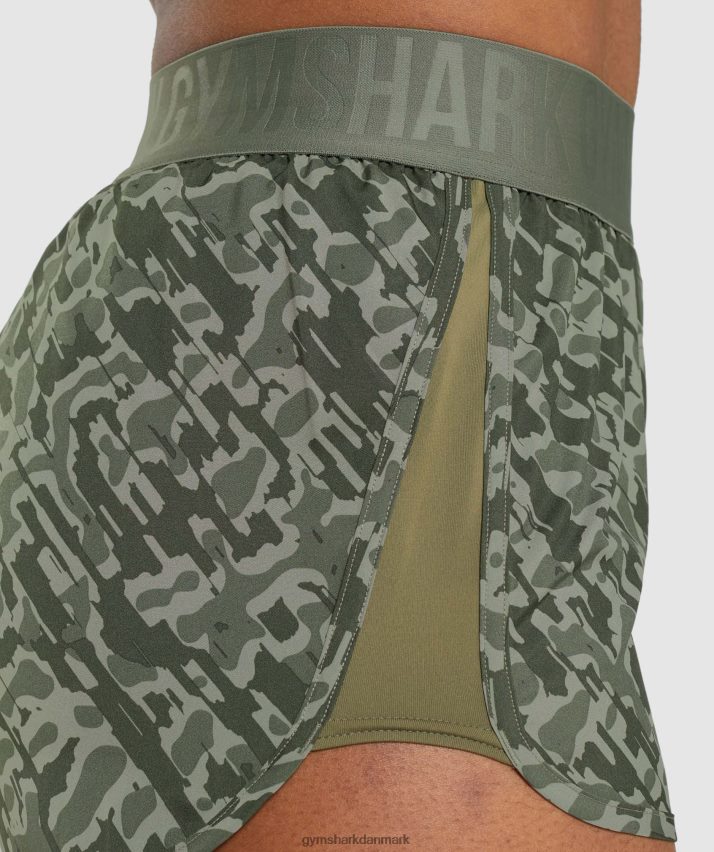 Kvinder Gymshark træningsshorts med løs pasform N4ZDDN77 grønt print