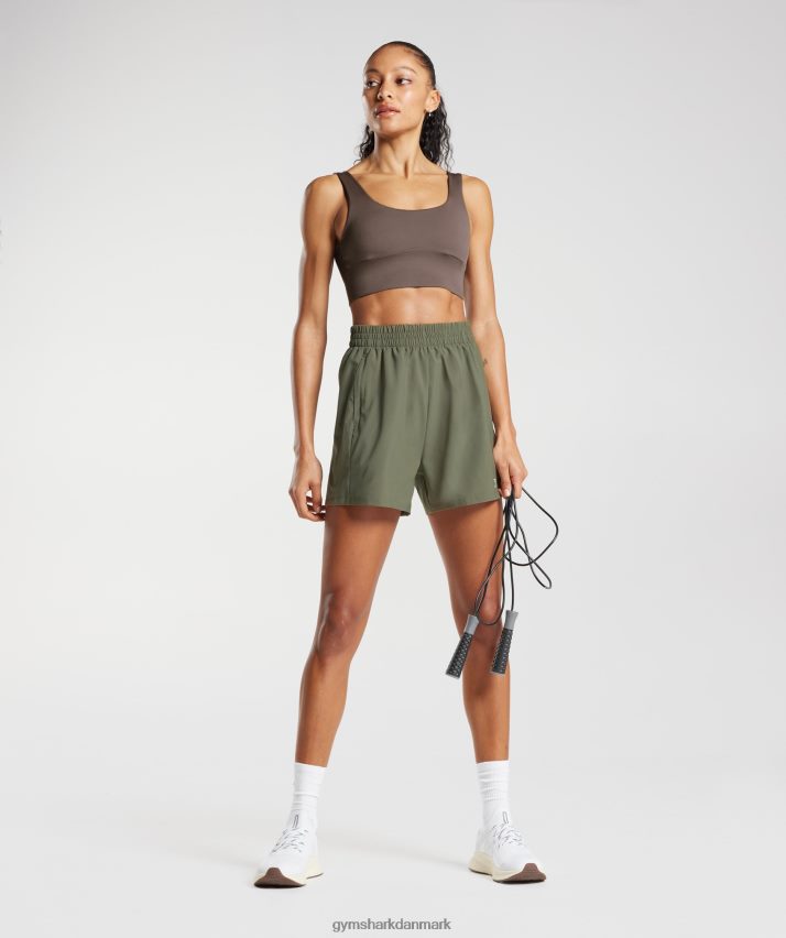 Kvinder Gymshark vævede lommeshorts N4ZDDN55 støvet oliven