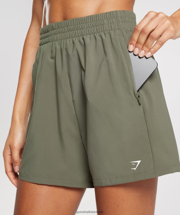 Kvinder Gymshark vævede lommeshorts N4ZDDN55 støvet oliven