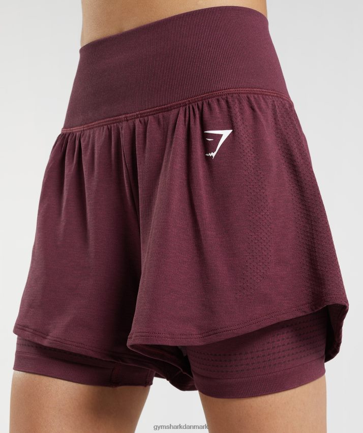 Kvinder Gymshark vitale sømløse 2.0 2-i-1 shorts N4ZDDN65 bagt rødbrun mergel