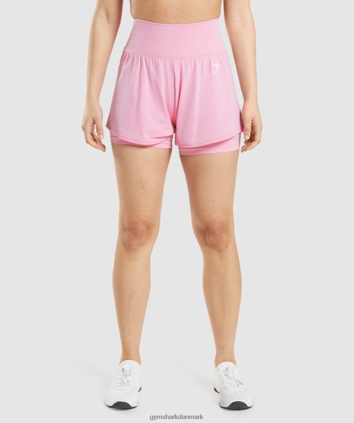 Kvinder Gymshark vitale sømløse 2.0 2-i-1 shorts N4ZDDN71 sorbet pink mergel