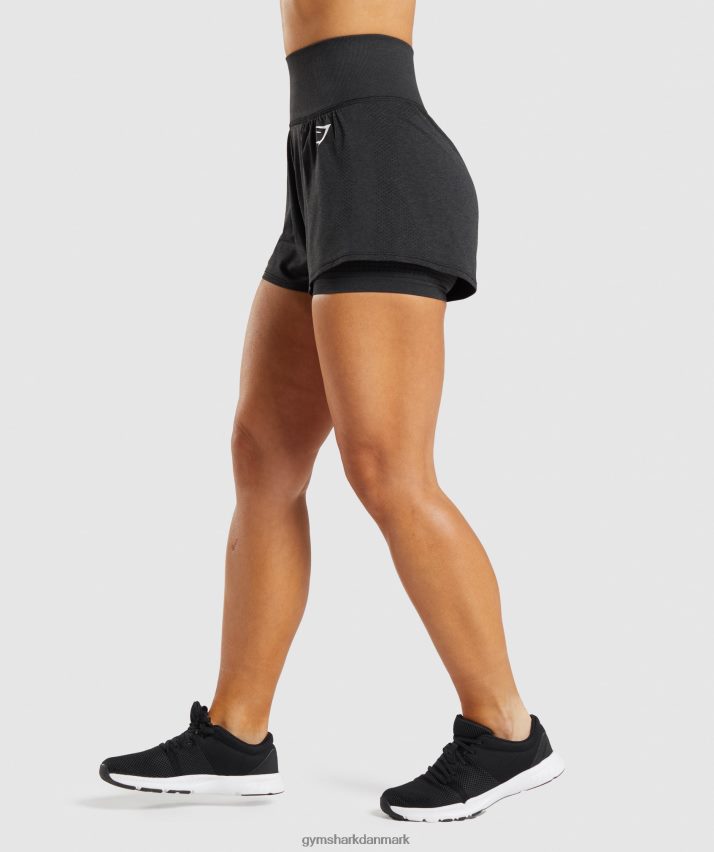 Kvinder Gymshark vitale sømløse 2.0 2-i-1 shorts N4ZDDN88 sort mergel