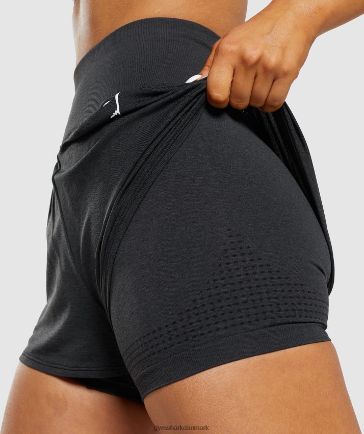Kvinder Gymshark vitale sømløse 2.0 2-i-1 shorts N4ZDDN88 sort mergel