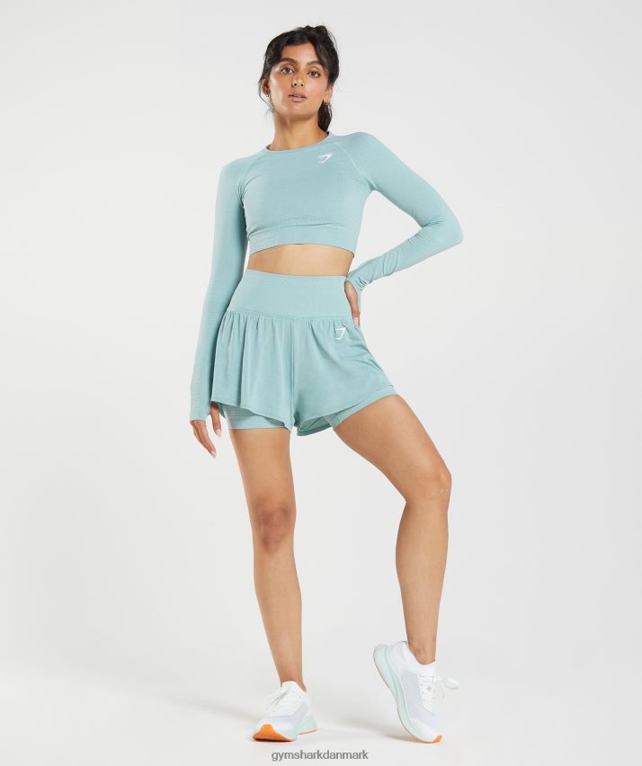Kvinder Gymshark vitale sømløse 2.0 2-i-1 shorts N4ZDDN93 perleblå mergel