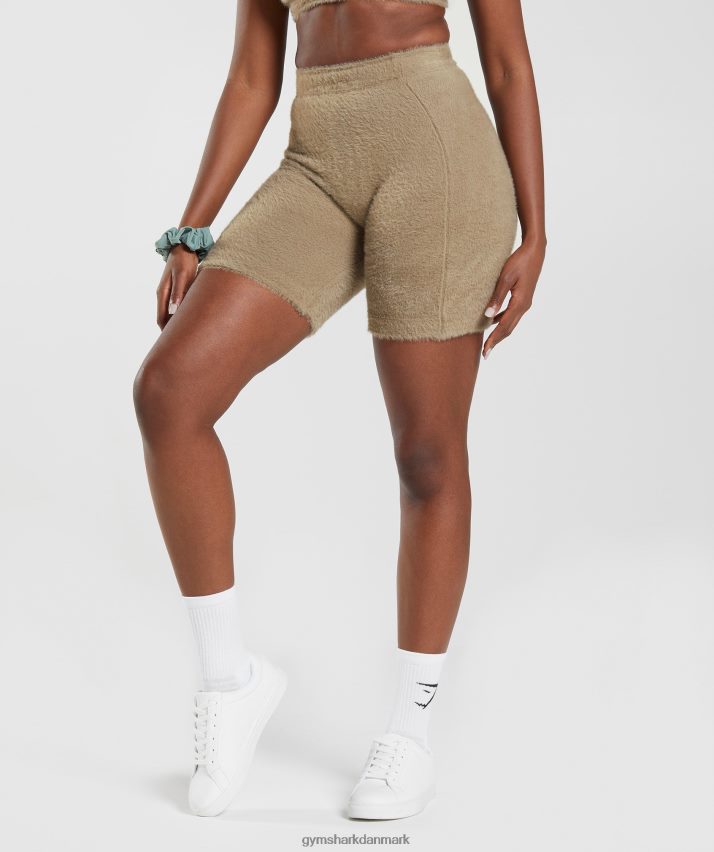 Kvinder Gymshark whitney eyelash strik shorts N4ZDDN101 cement brun