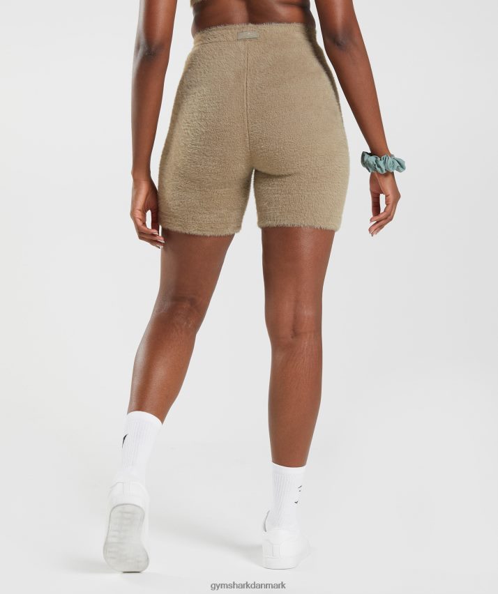 Kvinder Gymshark whitney eyelash strik shorts N4ZDDN101 cement brun