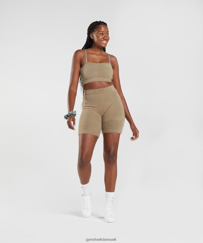 Kvinder Gymshark whitney eyelash strik shorts N4ZDDN101 cement brun