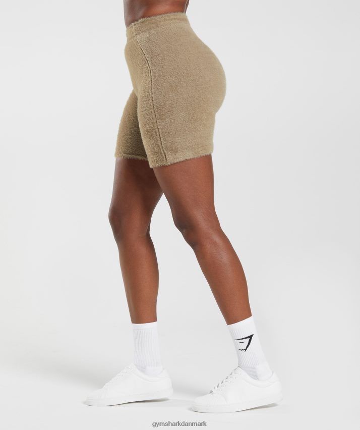 Kvinder Gymshark whitney eyelash strik shorts N4ZDDN101 cement brun