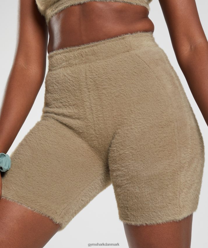 Kvinder Gymshark whitney eyelash strik shorts N4ZDDN101 cement brun