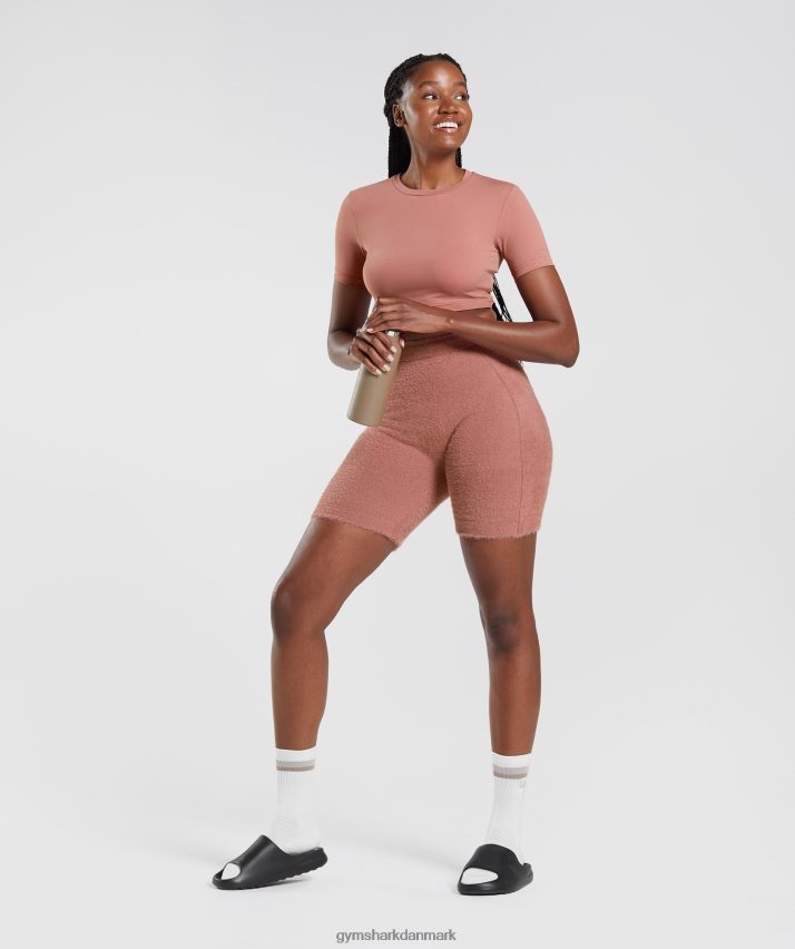 Kvinder Gymshark whitney eyelash strik shorts N4ZDDN99 canyon rød