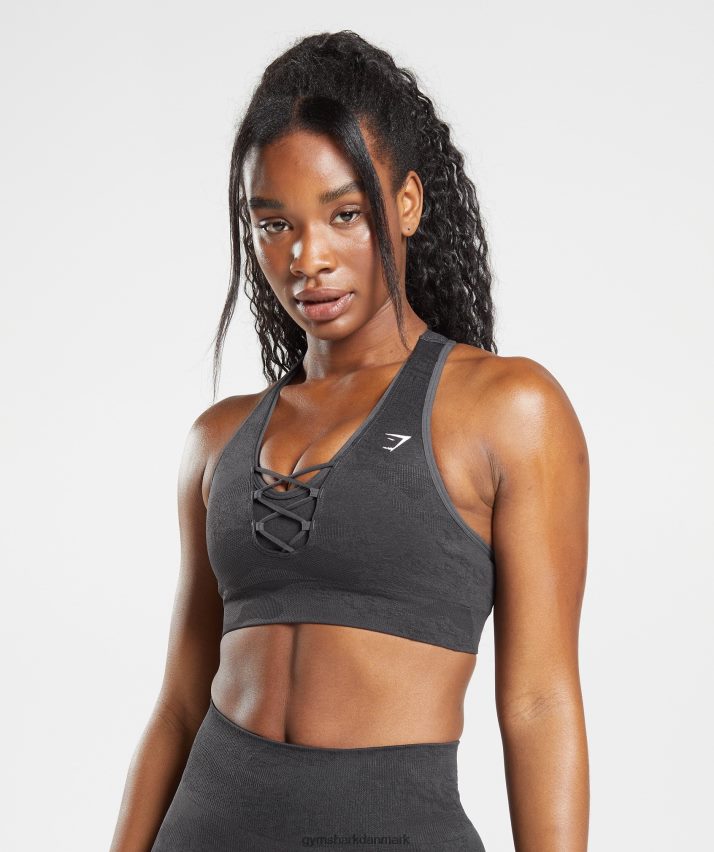 Kvinder Gymshark adapt camo sømløs sports-bh N4ZDDN138 sort/onyx grå