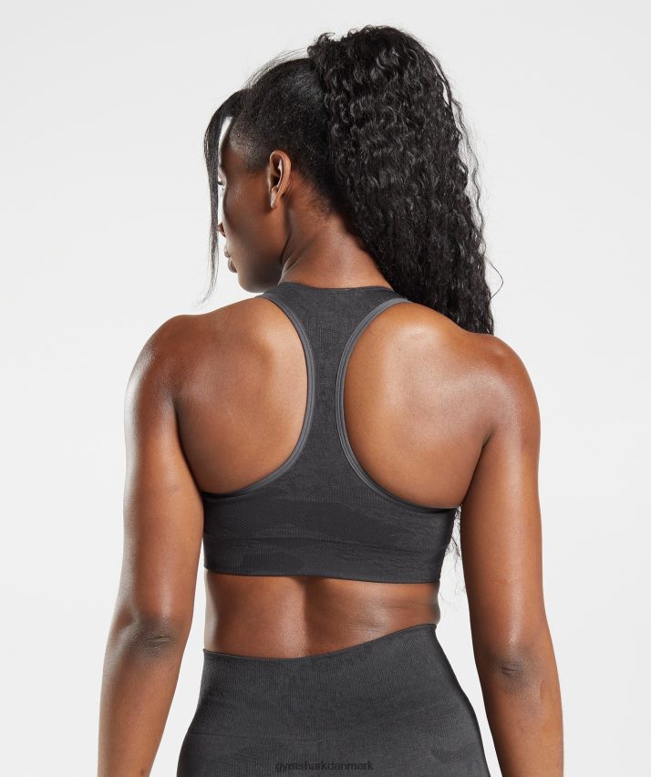 Kvinder Gymshark adapt camo sømløs sports-bh N4ZDDN138 sort/onyx grå