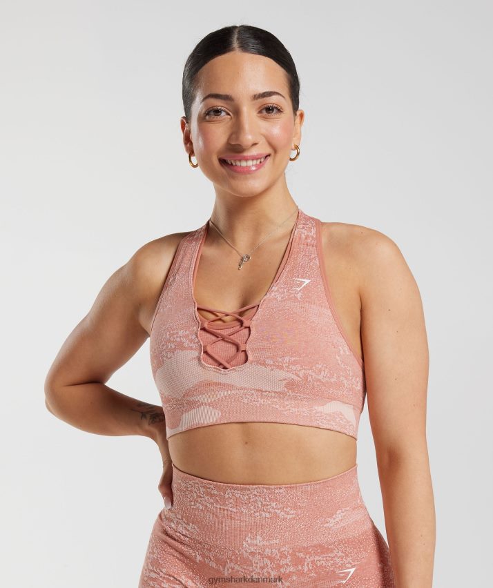Kvinder Gymshark adapt camo sømløs sports-bh N4ZDDN139 diset pink-diset pink