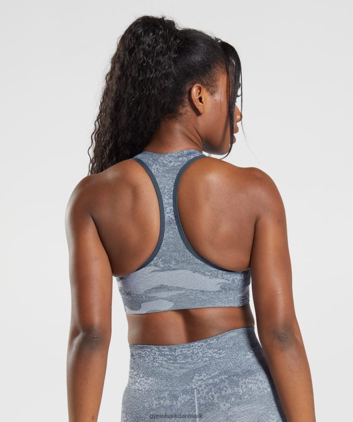 Kvinder Gymshark adapt camo sømløs sports-bh N4ZDDN145 flodsten grå/aftenblå