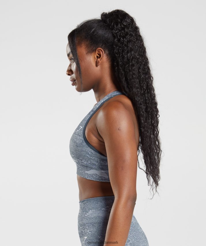 Kvinder Gymshark adapt camo sømløs sports-bh N4ZDDN145 flodsten grå/aftenblå