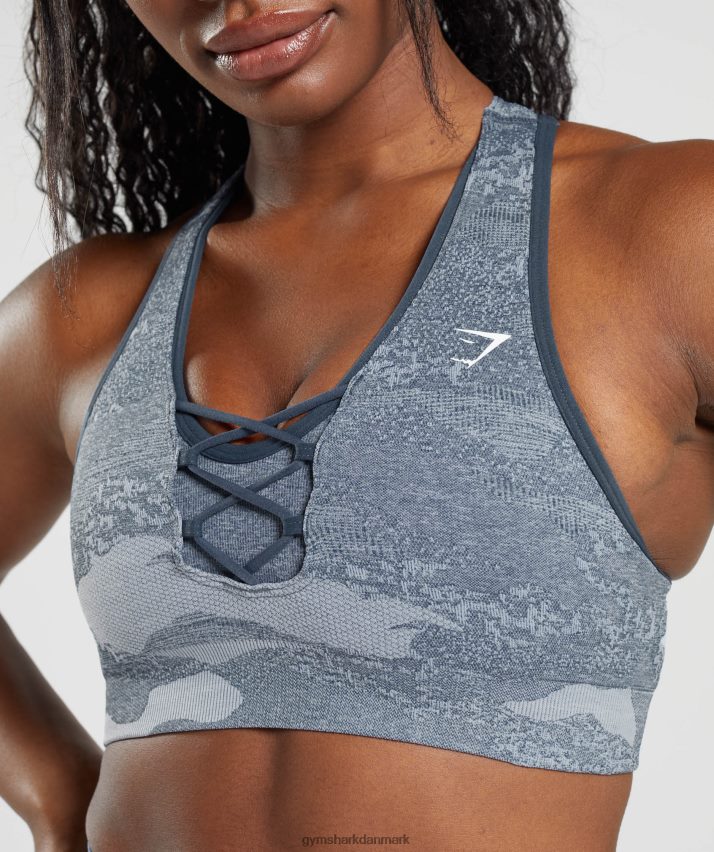 Kvinder Gymshark adapt camo sømløs sports-bh N4ZDDN145 flodsten grå/aftenblå