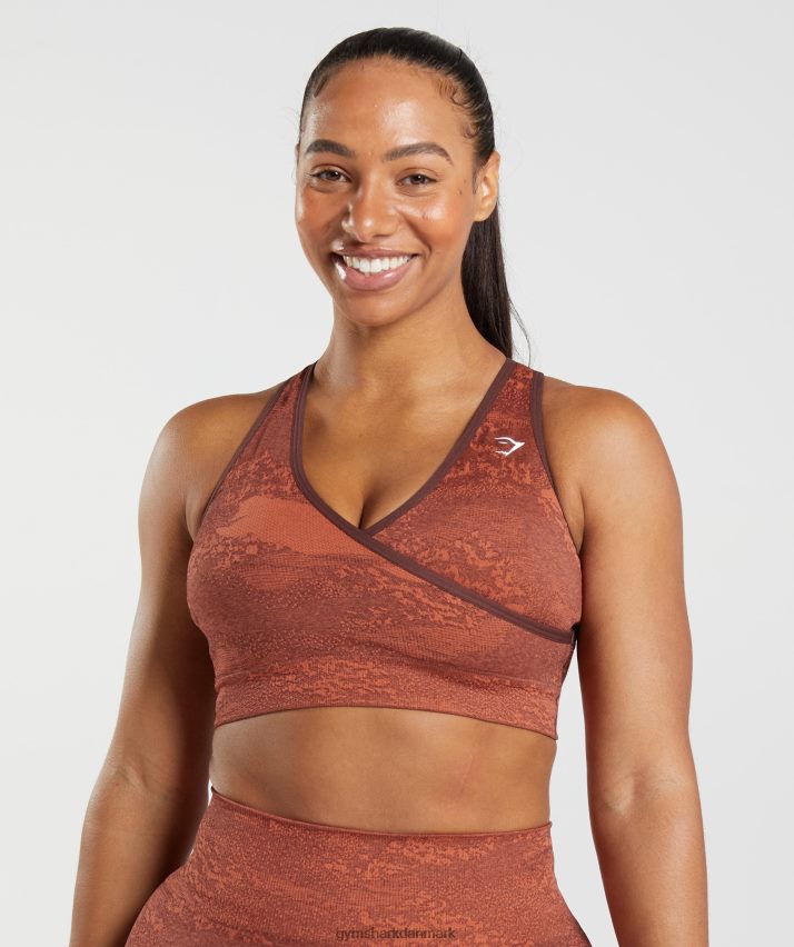 Kvinder Gymshark adapt camo sømløs sports-bh N4ZDDN161 stormrød/kirsebærbrun