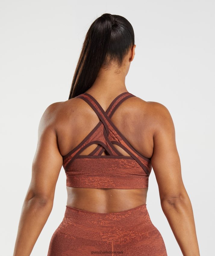 Kvinder Gymshark adapt camo sømløs sports-bh N4ZDDN161 stormrød/kirsebærbrun