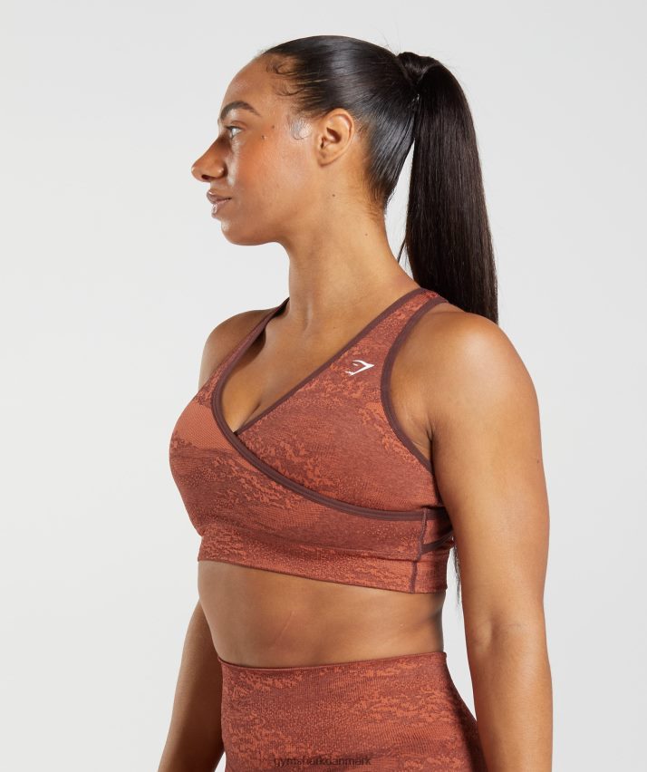 Kvinder Gymshark adapt camo sømløs sports-bh N4ZDDN161 stormrød/kirsebærbrun